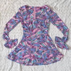 Dolls Kill Sugar Thrillz Pastel Mushroom & Butterfly Patterned Mini Dress